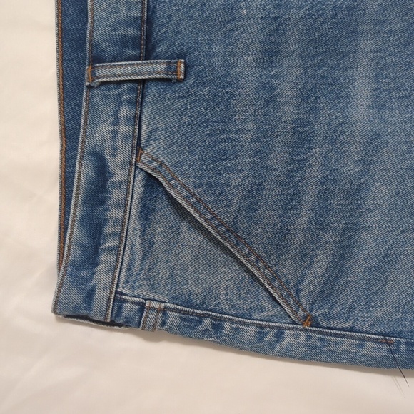 Abercrombie & Fitch Curved Hem Denim Mini Skirt, Color Med Wash Size 32 - Picture 3 of 14